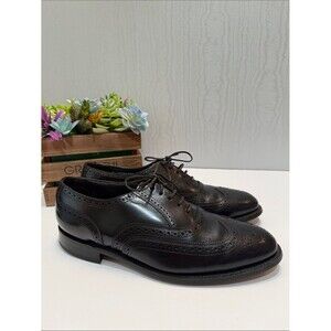 Vintage Hanover Master-Flex Black Leather Wingtip Oxfords Mens 12 USA Made